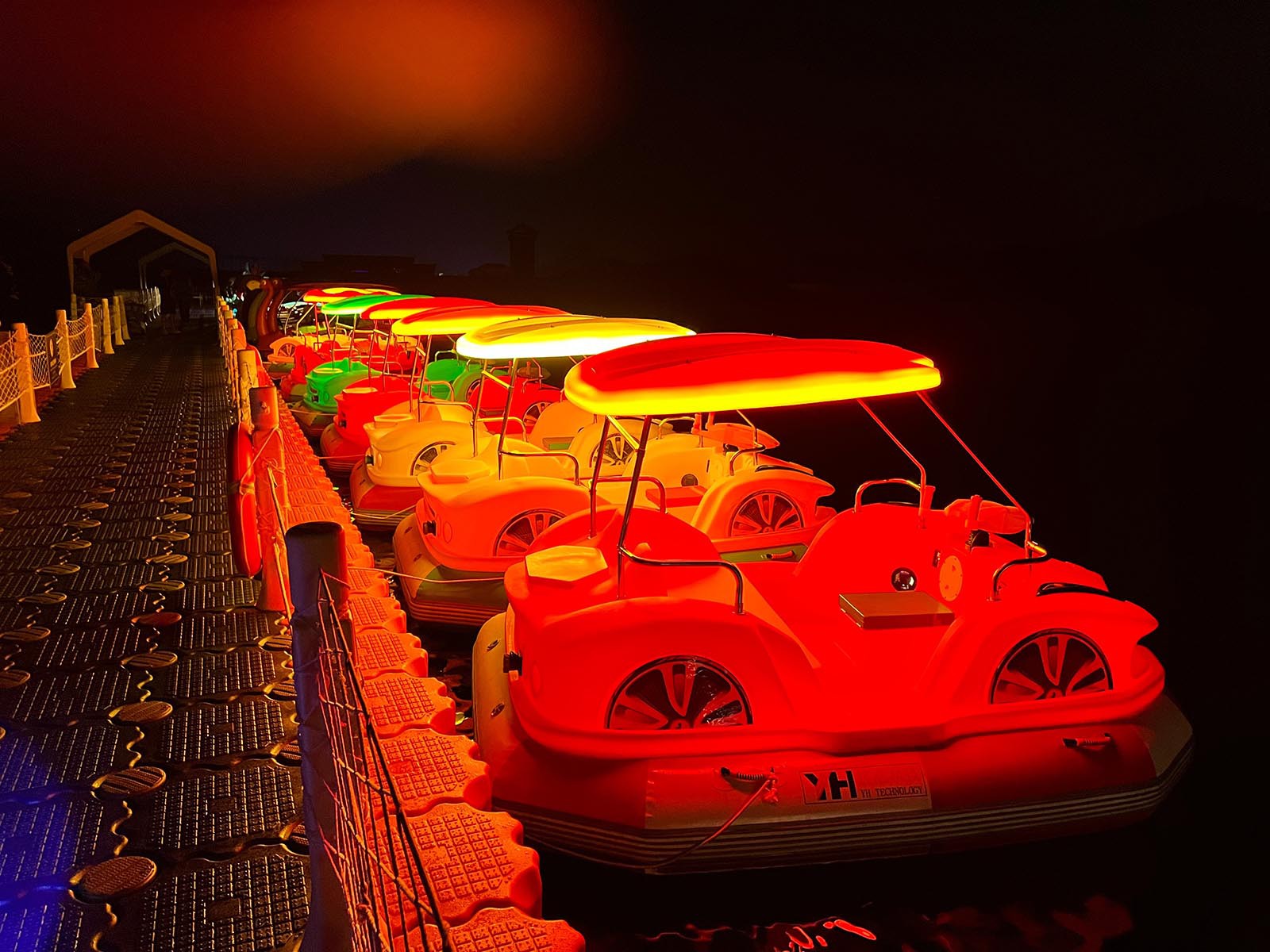 Nighttime bumper boat ride Nighttime bumper boat ride